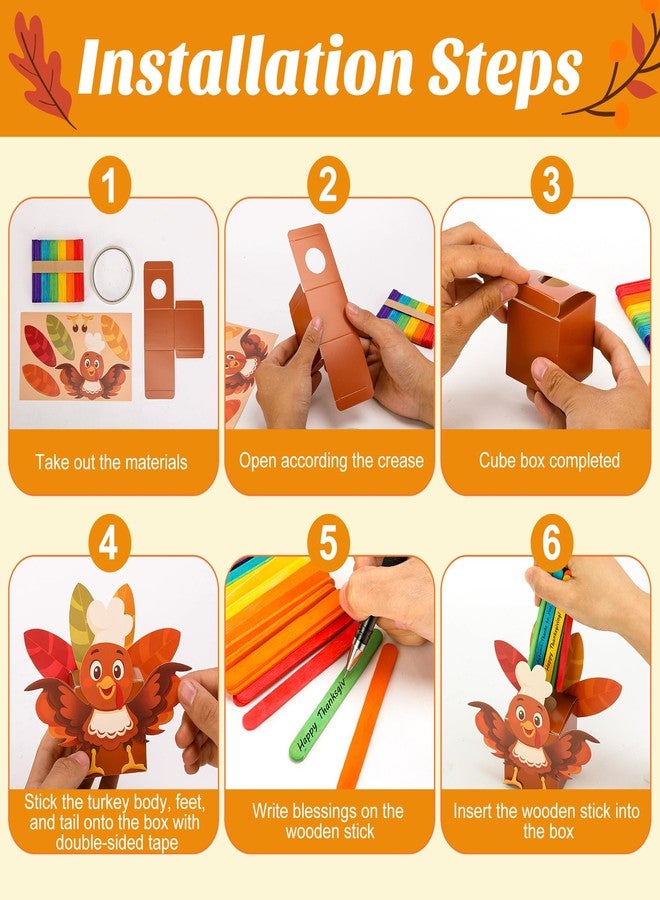 Wehhbtye 24 Set Thanksgiving Turkey Paper Jar Craft, Thankful Turkey DIY Boxes with Wooden Stick, Fall Gratitude Prayer Jar Crafts for Religious Party Supplies Handicraft Art Decoration - Image 3